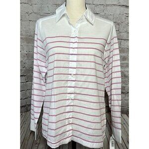 Pendleton‎ Pink Stripe White Long Sleeve Button Up Women’s Shirt Cotton S